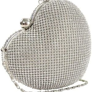Silver Sequin Heart Shaped Purse